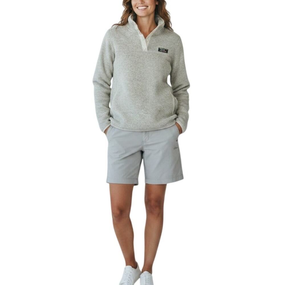 L.L.BEAN T-Snap Sweater Fleece Pullover Women XS Gray Outdoor Everyday Camping